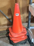 Five orange cones are each 19