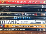 DVDs including King Kon, Spider Man, The Dark Knight Rises, Titanic, more.