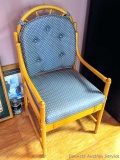 Upholstered and bamboo side chair is in good condition.