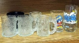 Flintstones, Marvel, Smurf and other glasses.