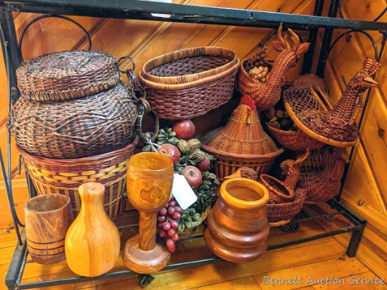 "Wooden" you love to buy this? Wooden goblet, cup and decorations, artificial fruit basket, deer