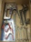 Assorted wrenches, clamps, plus an Arrow Model T-50M heavy duty stapler.