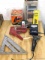 Johnson angle roofing square; Sonin wood moisture meter; jig saw blades; tape measure, safety
