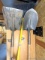Spade shovel, square shovel and broom. All measure approx. 55