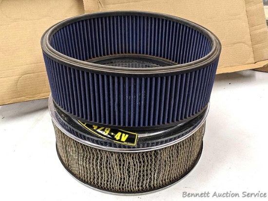 Moroso chromed air cleaner with one washable and one disposable 5" filters, plus a Ford 429 Cobra