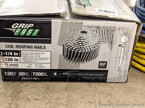 GripFast 1-1/4" coil roofing nails - 48 coils of 120 nails each.