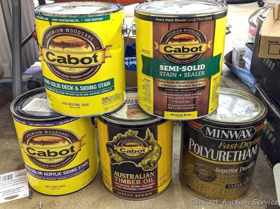 Fulls and partials Cabot stain and sealer, plus Minwax polyurethane.
