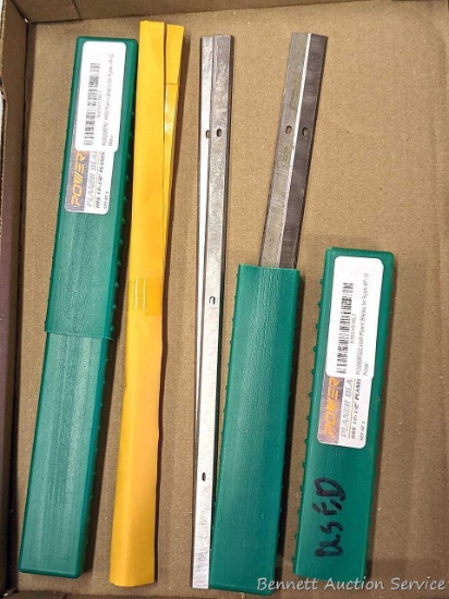 One pair new and one pair used 12-1/2" HSS planer blades for Ryobi AP-12 wood planer, possibly