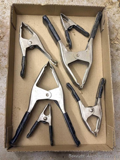 6 squeeze clamps, largest measures 9" long.