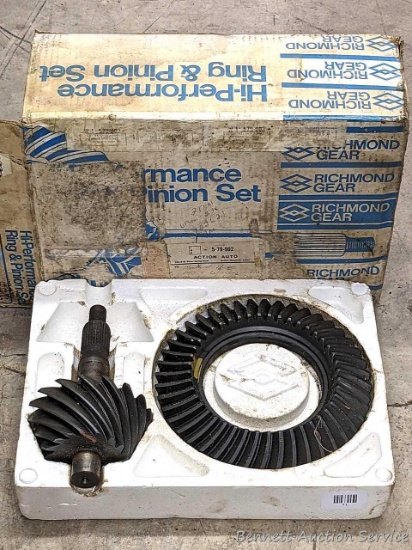 Ring and pinion gears for Ford rear end are in a Richmond Hi-Performance box labeled 69 0197 1.