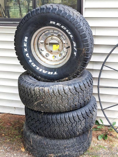 Classic truck rims are 15" x 8" wide. Bolt circle is 5 x 5-1/2" with a 4-1/4" hub hole.