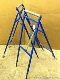 Pair of adjustable height infeed outfeed roller stands, useable range about 20
