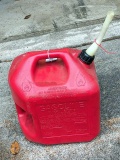 5 gallon gas tote with quick-flow spout.