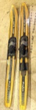 Pair vintage ProAm Cut'n Jump water skis with slalom boot, approx. 5-1/2' long.