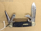 Western USA Model S-901 stainless steel pocket knife with chipped bone slabs. Very good condition.