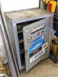 Lockable steel storage cabinet is approx. 2' x 1-1/2' x 3' tall. Rolls on casters.