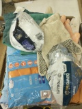 Dust masks, microfiber and other rags; rubber and work gloves.
