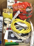 Electrical supplies incl. a couple lengths of copper wire, light bulbs, weather seal tape, more.