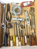 Assorted drivers, pliers, supplies; 7