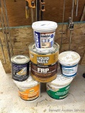 Full and partial containers of liquid nails FPR, Flor Craft sheet vinyl adhesive and carpet