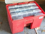 Plano hardware organizer FILLED with most screws, washers, spare driver bits, more than you could