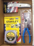 NIP Stanley Classic99 retractable utility knife; Channel Lock cutting pliers; and Stanley 25 ft tape