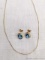 Pickup in Rib Lake. Eye catching blue earrings and a and a very dainty gold chain with link marked