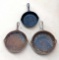 Pickup in Rib Lake. Three cast iron fry pans, largest is 11