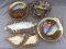 Six candy/condiment dishes of carnival glass; largest measures 7-1/2