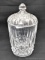 Cristal d'Arques Longchamp covered candy dish made in France; measures 7-1/2