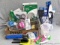 Garlic press, fridge and freezer containers, mini hack saw, liquid measuring cup, kitchen scrubbies,