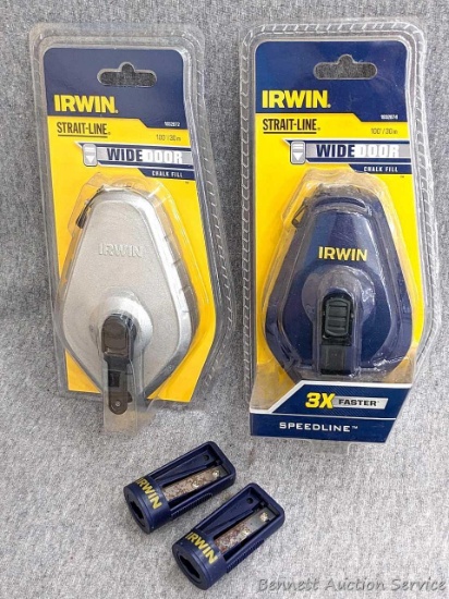 Irwin 100' Strait-Line wide door chalk fill chalk line and another speedline style.