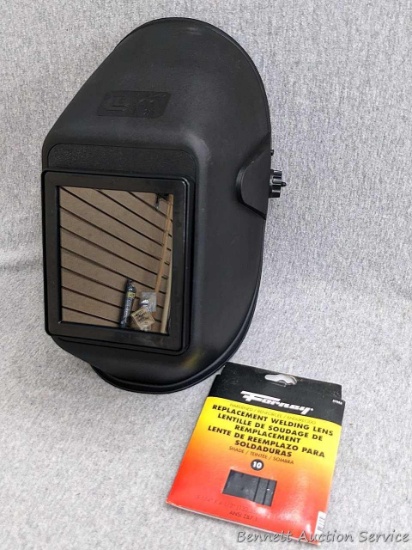 Welding mask and Forney hardened replacement welding lens. Both NIP.