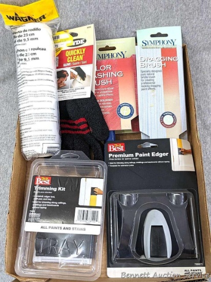 For the painter...Symphony paint brushes, Hyde Quickly Clean glove, 9" Wagner 3/8" nap roller, Do It