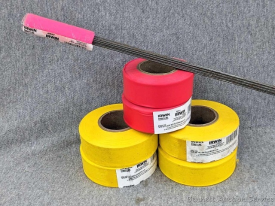 7 rolls of 1" flagging tape, Irwin and Empire brands.