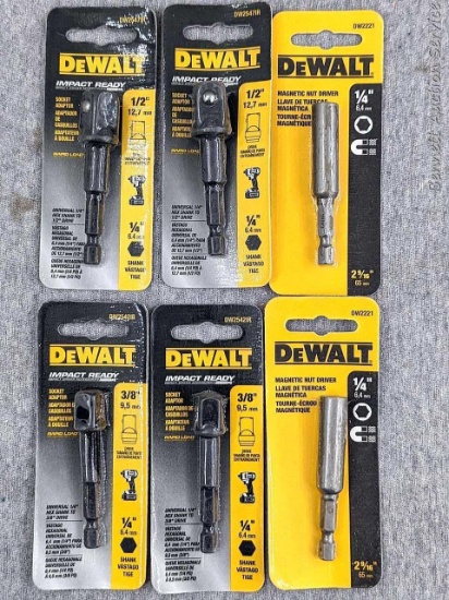 DeWalt Impact Ready socket adapters, model no's DW2542IR, DW2547IR and magnetic nut drivers, model