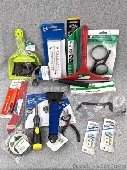 Thermometer, Mill File, small hammer, ice scraper, ratcheting screwdriver, mini dustpan and broom