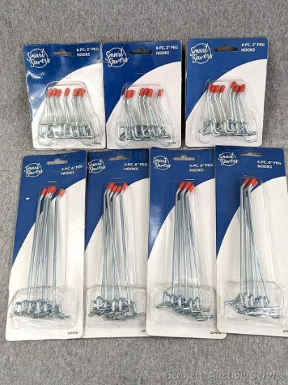 Assorted Peg Hooks, 2" and 6" sizes to organize your shop's pegboard