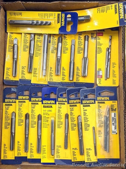 Assortment of Irwin Hanson drill bits. All appear to be NIP.