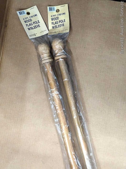 NIP matching pair of wooden flag poles measure 56" long.