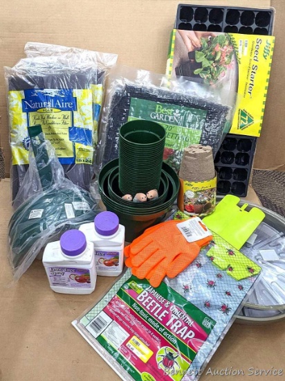 The Ultimate stock up for your garden shed! Two 7ft x 20ft garden netting, 8" green plastic pots,