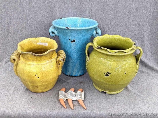 Three complimentary ceramic planters and vases; plus three Wormie Water sensors for monitoring soil