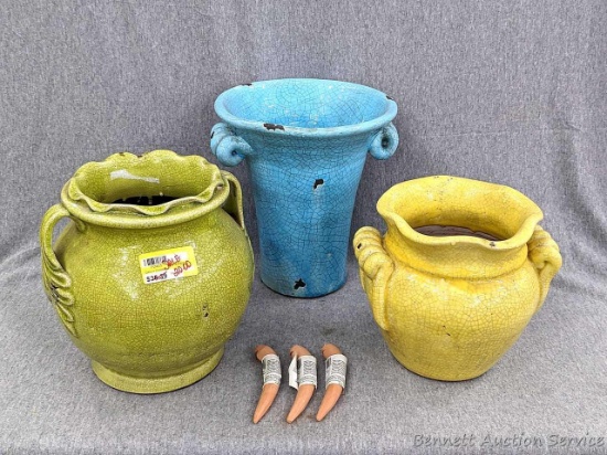 Three complimentary ceramic planters and vases; plus three Wormie Water sensors for monitoring soil