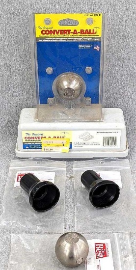 Two 1-7/8" trailer balls, Convert-A-Ball 3-ball storage box, more.