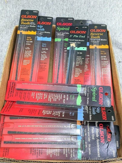 Variety of Olson scroll saw blades incl Spiral, Skip Tooth, Reverse Tooth, more.