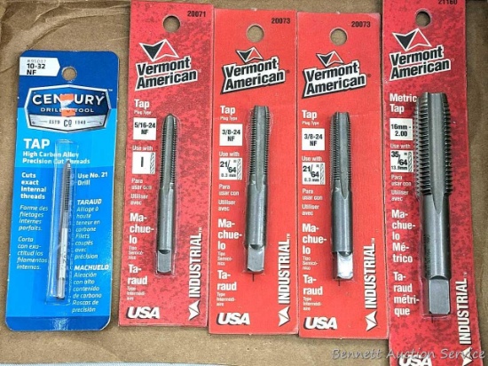 4 NIP Vermont American Industrial tap bits up to 16mm - 2.00, and a High Carbon Alloy tap bit by