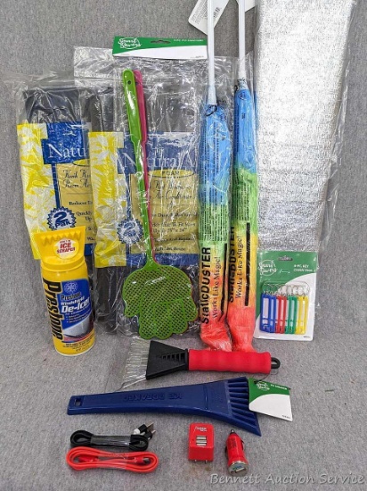 Will ship without bottle of deicer. Apple and other charging cords, Prestone Windshield De-Icer,