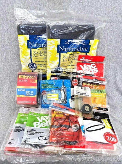 Vacuum filters, belts, bags for Hoover, Dirt Devil, Black & Decker, Eureka, more. Plus two