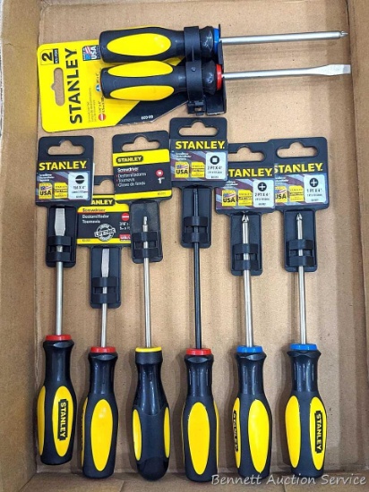 Stanley screwdrivers incl Phillips heads, slotted heads, square heads. All NIP.