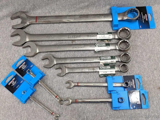 Channel Lock, Allen Combination wrenches in a variety of sizes incl 1/4" 5/16" 7/16" 3/8" 11/16"